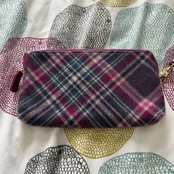 Ness Plaid Wristlet Burgundy, Teal, Green and Cream Check Pattern - Picture 6 of 6